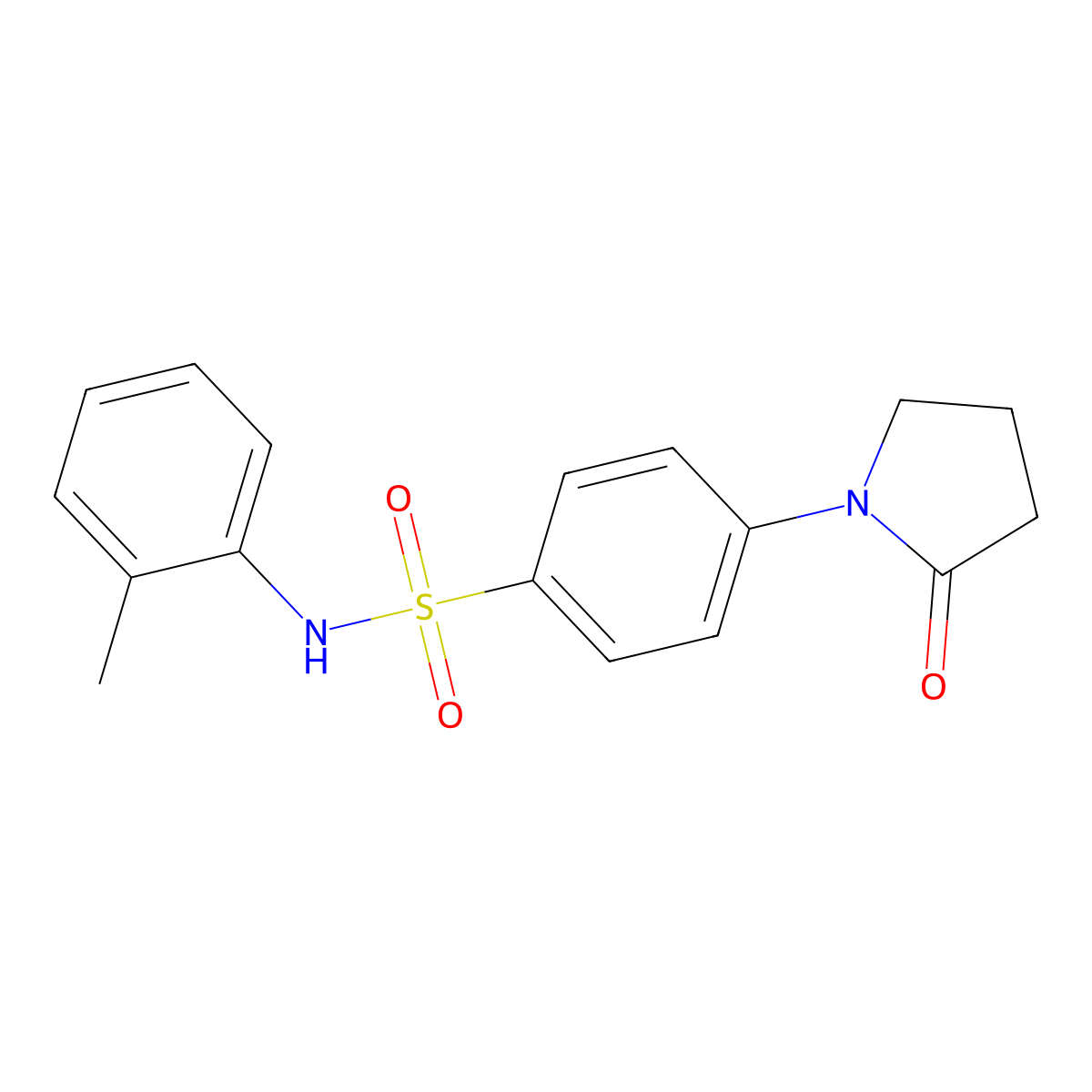 N-(2-methylphenyl)-4-(2-oxopyrrolidin-1-yl)benzenesulfonamide molecular structure, CAS 447409-22-5