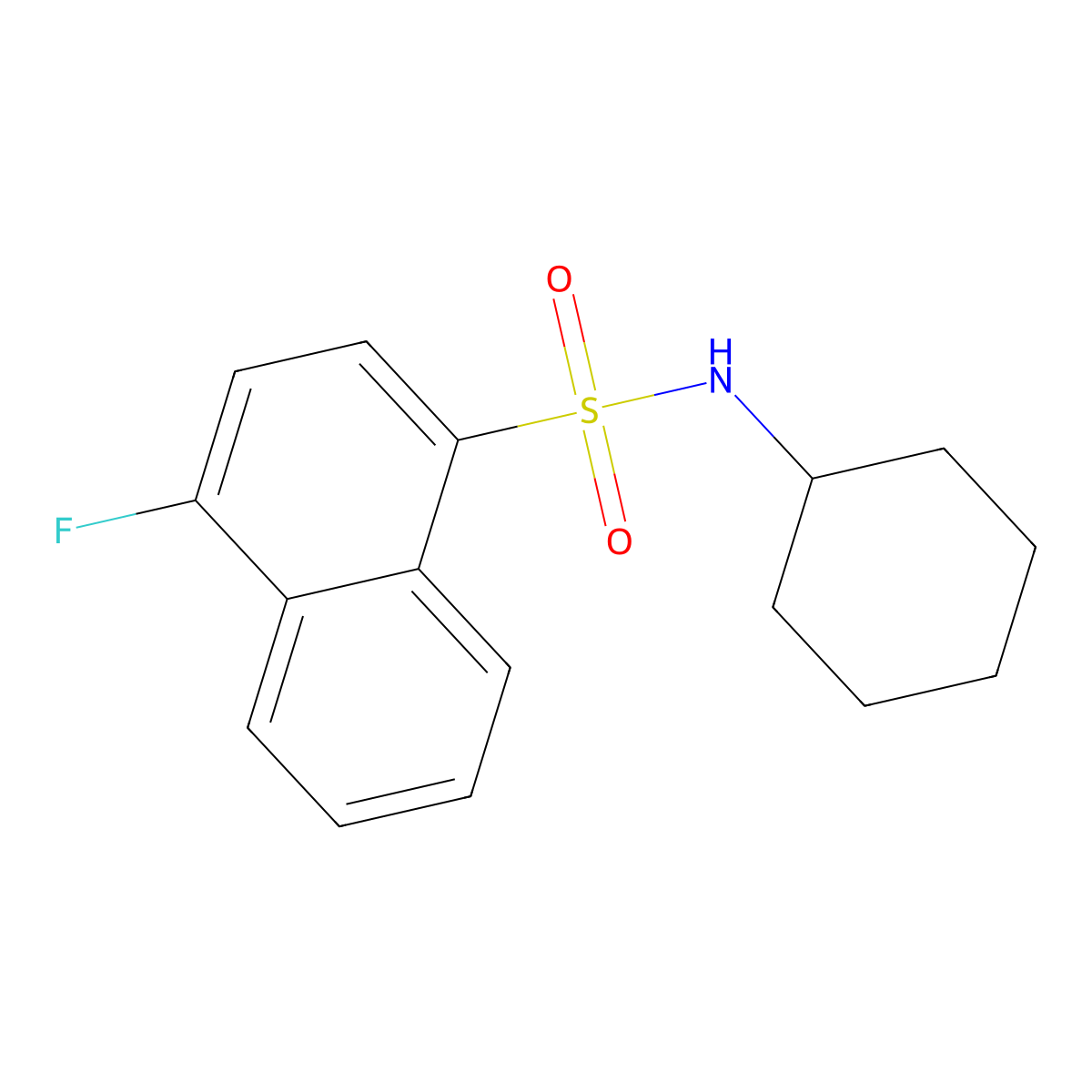 N-cyclohexyl-4-fluoronaphthalene-1-sulfonamide molecular structure, CAS 447409-23-6