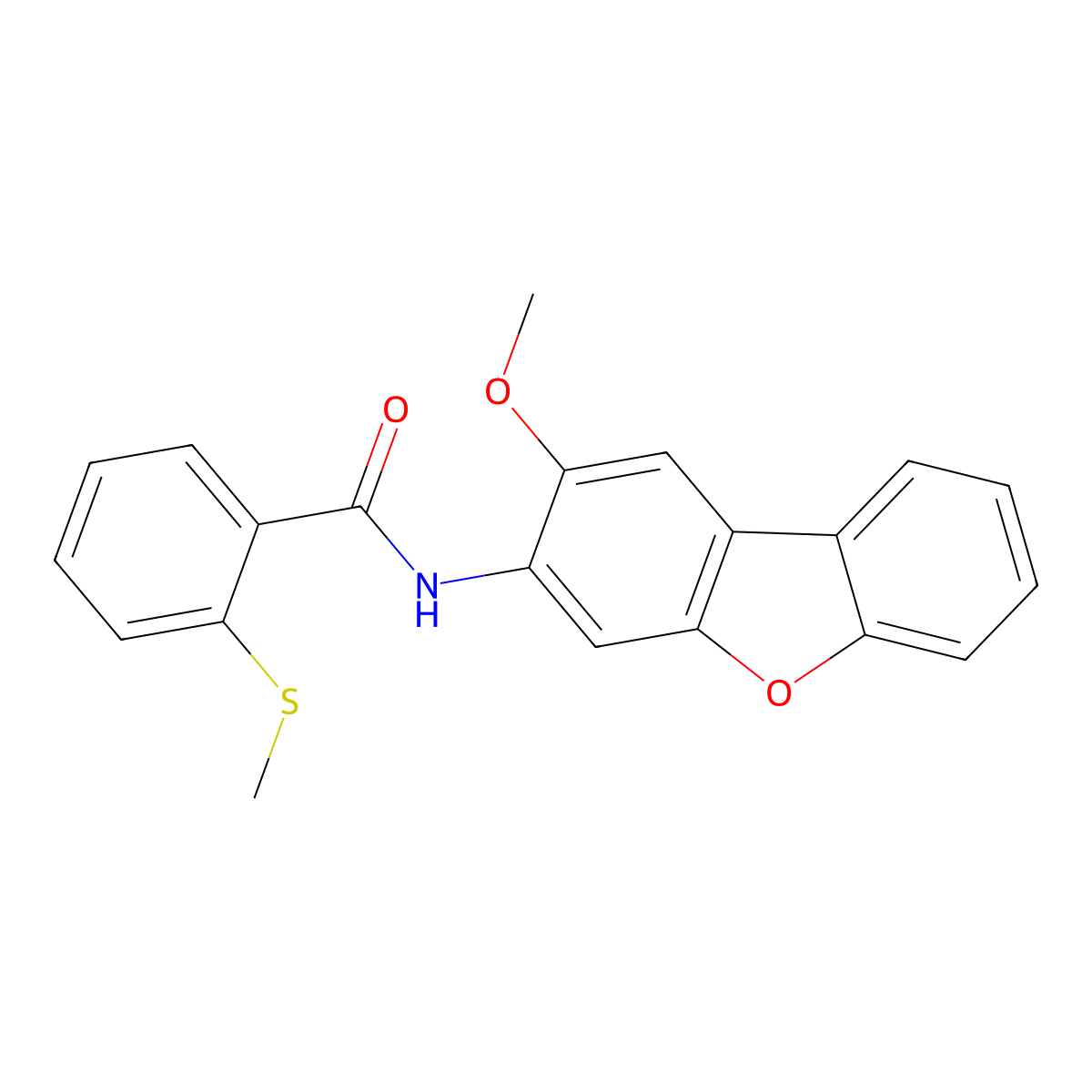 N-(2-Methoxy-dibenzofuran-3-yl)-2-methylsulfanyl-benzamide molecular structure, CAS 447409-24-7