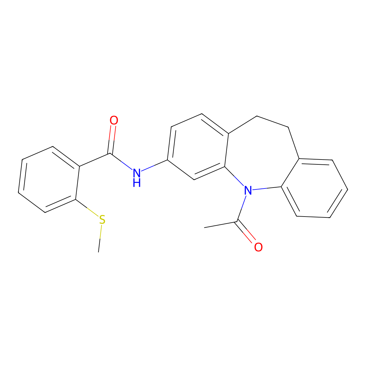 N-(11-acetyl-5,6-dihydrobenzo[b][1]benzazepin-2-yl)-2-methylsulfanylbenzamide molecular structure, CAS 447409-34-9
