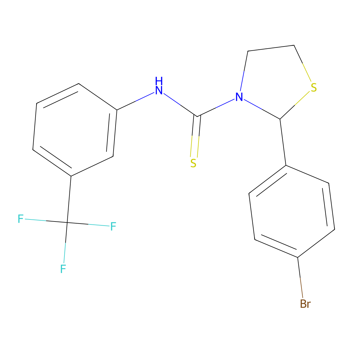 2-(4-bromophenyl)-N-[3-(trifluoromethyl)phenyl]-1,3-thiazolidine-3-carbothioamide molecular structure, CAS 447409-56-5