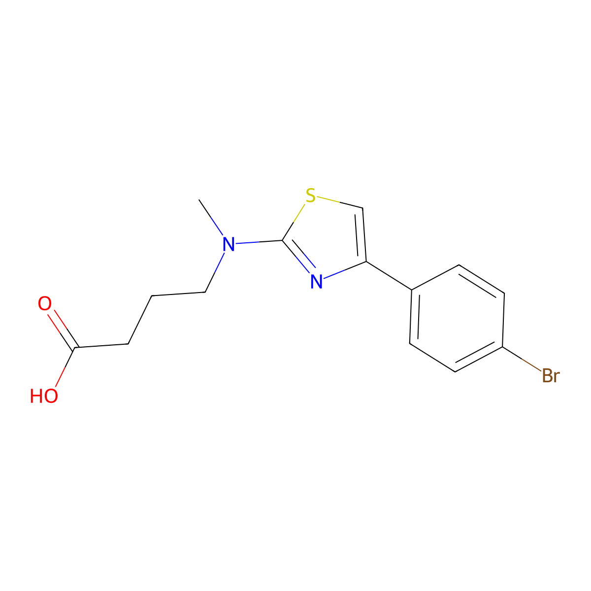 4-[[4-(4-Bromophenyl)-1,3-thiazol-2-yl]-methylamino]butanoic acid molecular structure, CAS 447410-09-5