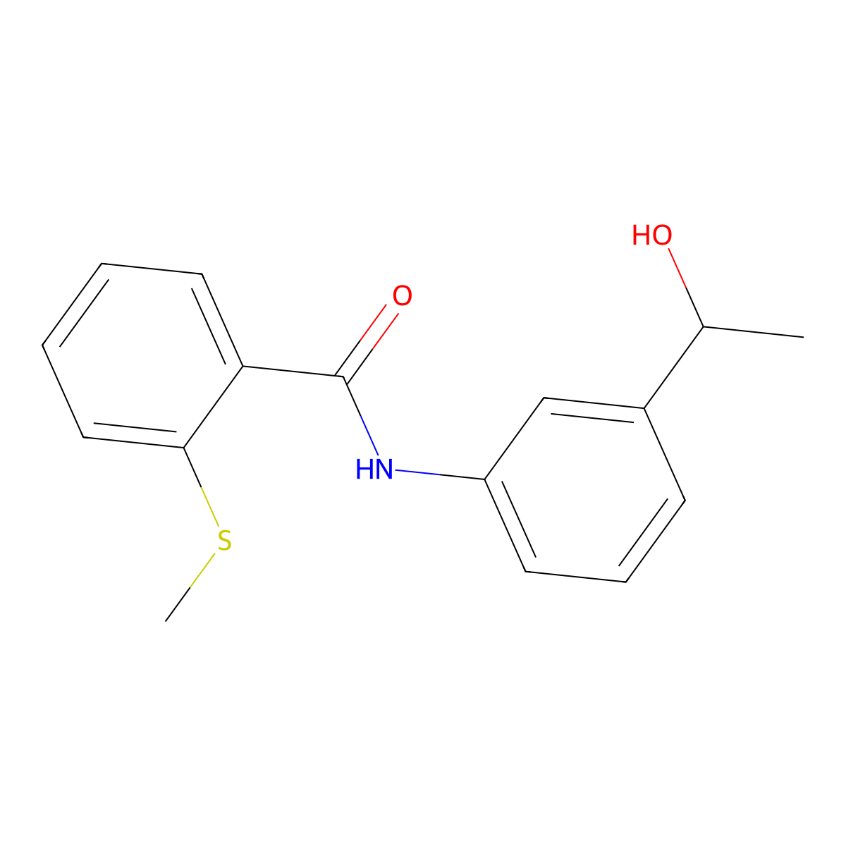 N-[3-(1-hydroxyethyl)phenyl]-2-methylsulfanylbenzamide molecular structure, CAS 447410-10-8