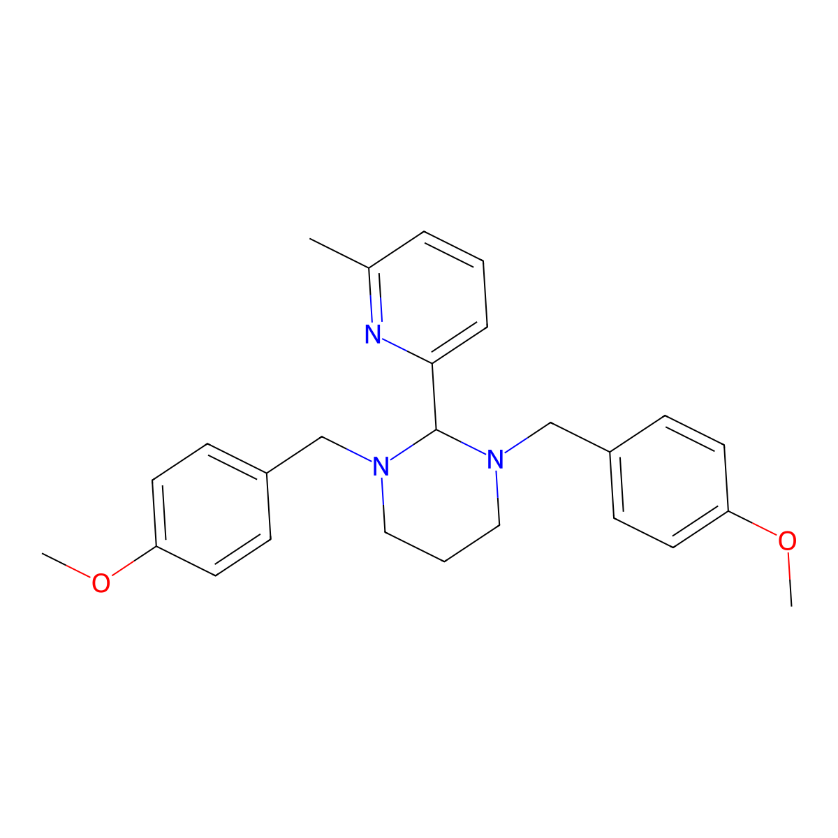 1,3-Bis(4-methoxybenzyl)-2-(6-methyl-2-pyridinyl)hexahydropyrimidine molecular structure, CAS 447410-12-0