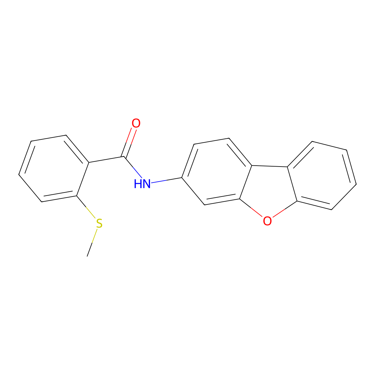 N-Dibenzofuran-3-yl-2-methylsulfanyl-benzamide molecular structure, CAS 447410-18-6