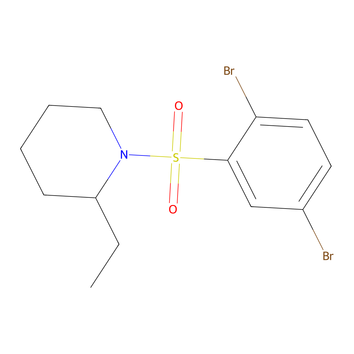 1-(2,5-Dibromobenzenesulfonyl)-2-ethylpiperidine molecular structure, CAS 447410-64-2