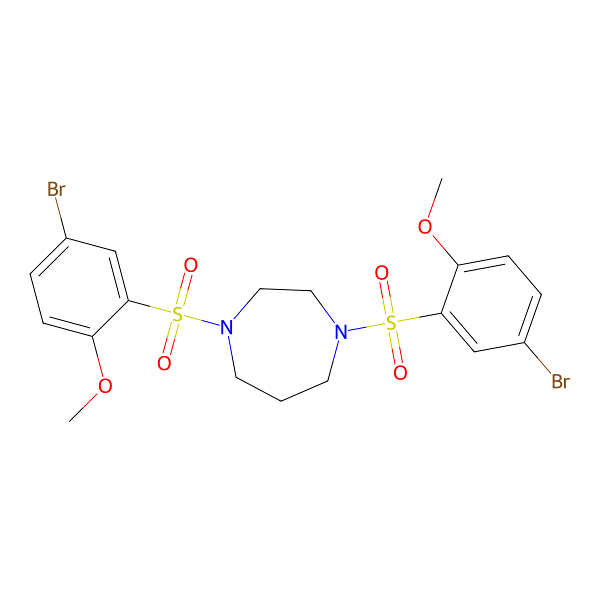 1,4-Bis(5-bromo-2-methoxybenzenesulfonyl)-1,4-diazepane molecular structure, CAS 447410-66-4