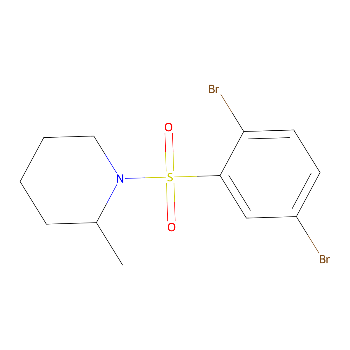 1-(2,5-Dibromophenyl)sulfonyl-2-methylpiperidine molecular structure, CAS 447410-83-5