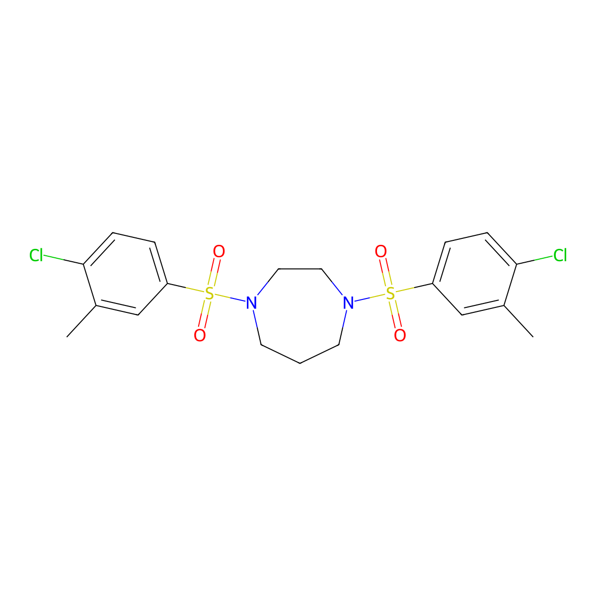 1,4-Bis[(4-chloro-3-methylphenyl)sulfonyl]-1,4-diazepane molecular structure, CAS 447410-92-6