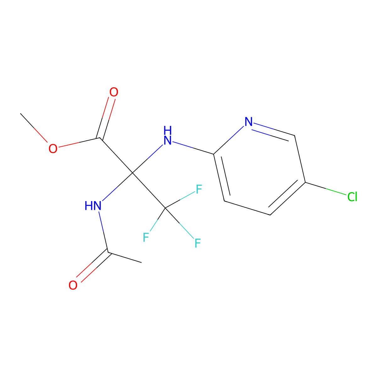Methyl 2-acetamido-2-[(5-chloropyridin-2-yl)amino]-3,3,3-trifluoropropanoate molecular structure, CAS 447411-03-2