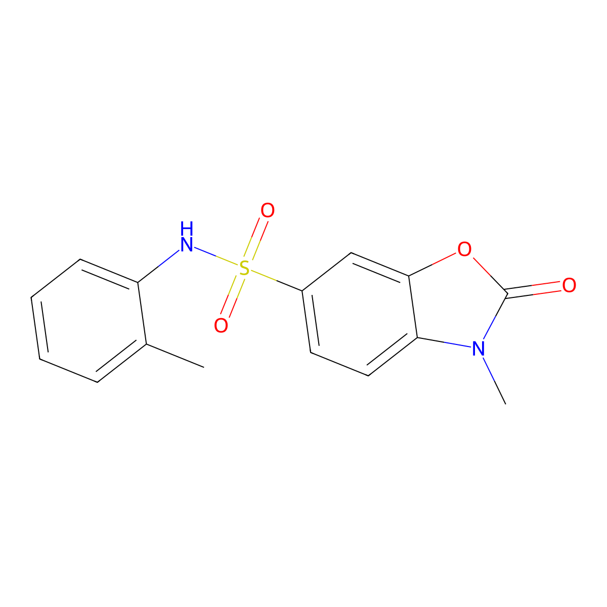 3-Methyl-N-(2-methylphenyl)-2-oxo-2,3-dihydro-1,3-benzoxazole-6-sulfonamide molecular structure, CAS 447411-32-7