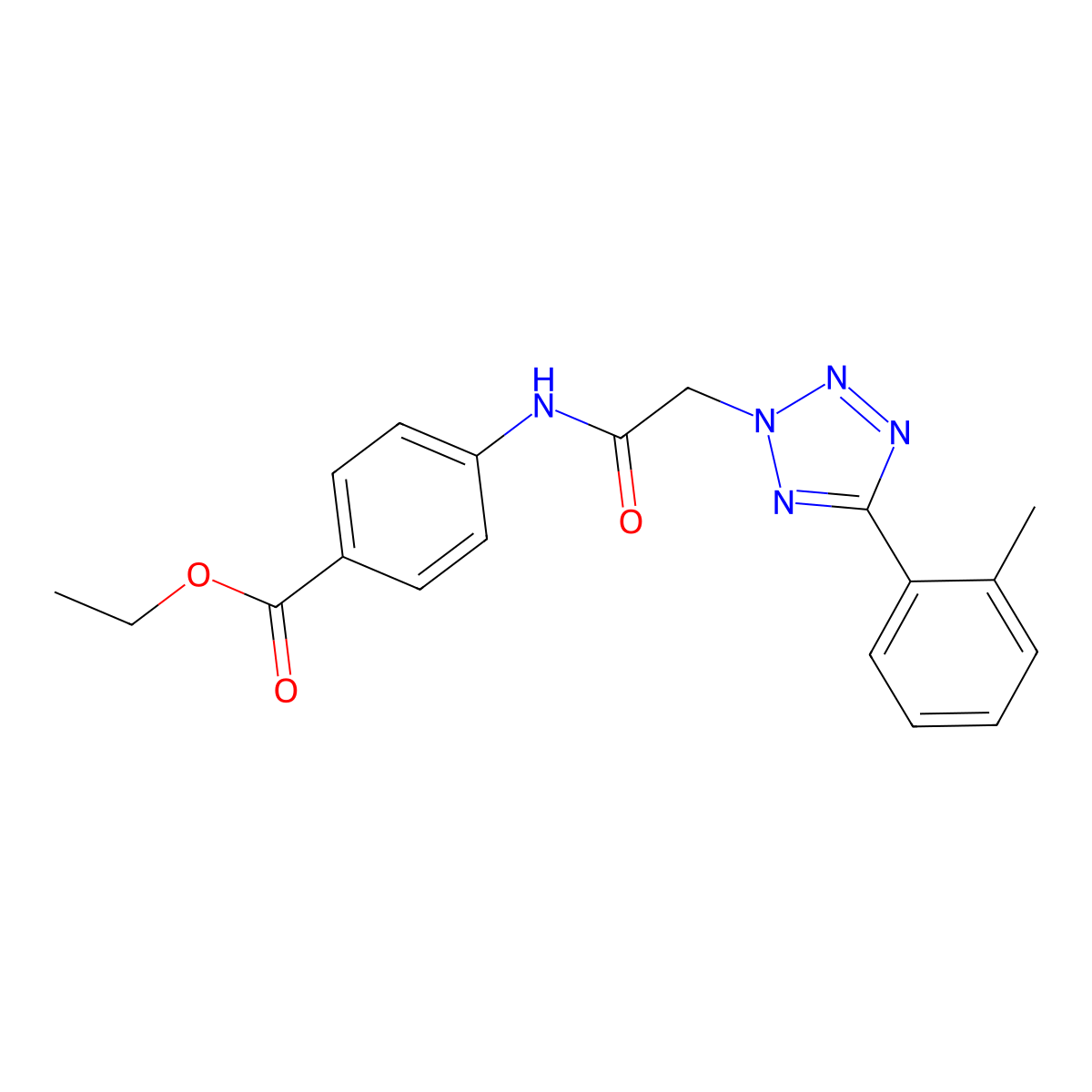 Ethyl 4-((2-(5-(2-methylphenyl)-2H-tetrazol-2-yl)acetyl)amino)benzoate molecular structure, CAS 447411-93-0