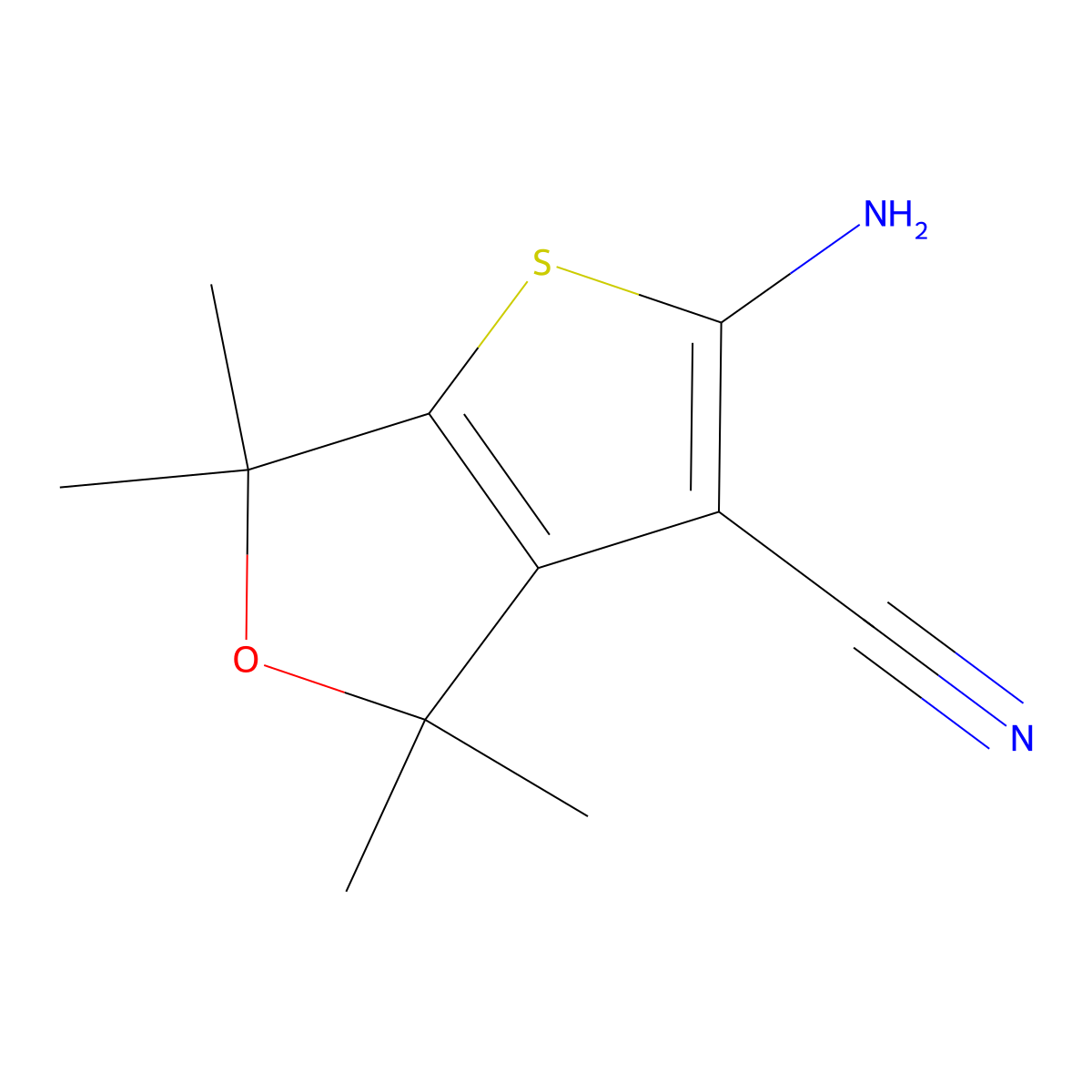 2-Amino-4,4,6,6-tetramethyl-4,6-dihydrothieno(2,3-c)furan-3-carbonitrile molecular structure, CAS 447412-24-0