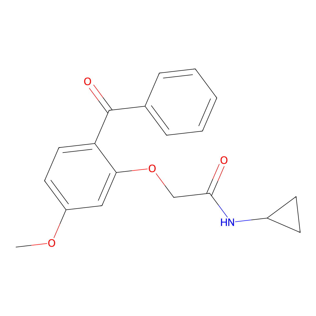 2-(2-benzoyl-5-methoxyphenoxy)-N-cyclopropylacetamide molecular structure, CAS 447412-49-9