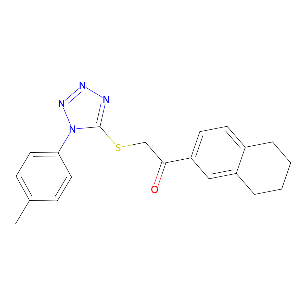 2-((1-(4-Methylphenyl)-1H-tetrazol-5-yl)thio)-1-(5,6,7,8-tetrahydro-2-naphthalenyl)ethanone molecular structure, CAS 447413-06-1
