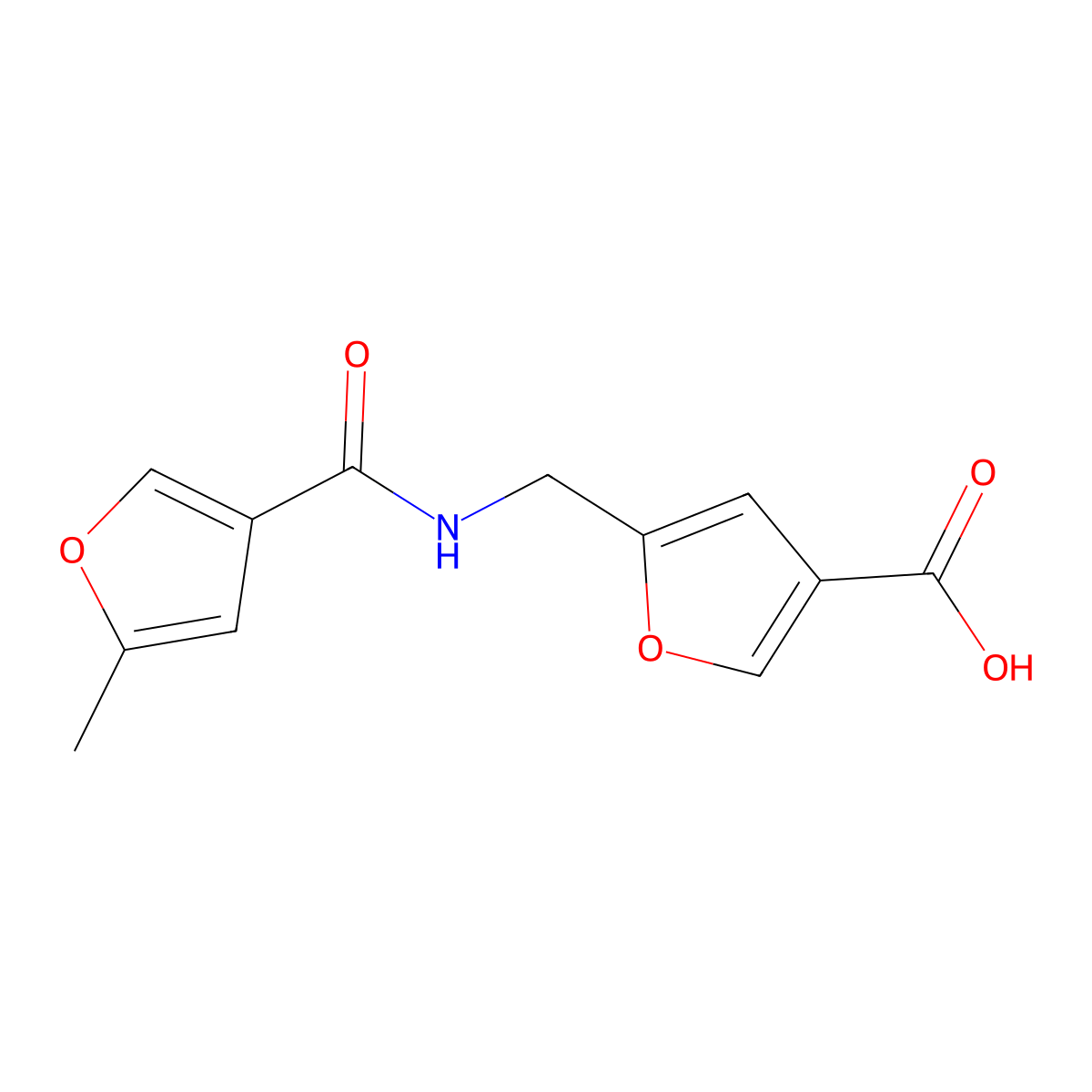 5-{[(5-Methyl-furan-3-carbonyl)-amino]-methyl}-furan-3-carboxylic acid molecular structure, CAS 447413-31-2