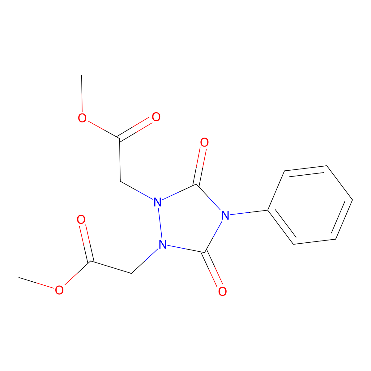 1,2-Dimethyl 3,5-dioxo-4-phenyl-1,2,4-triazolidine-1,2-diacetate molecular structure, CAS 447413-38-9