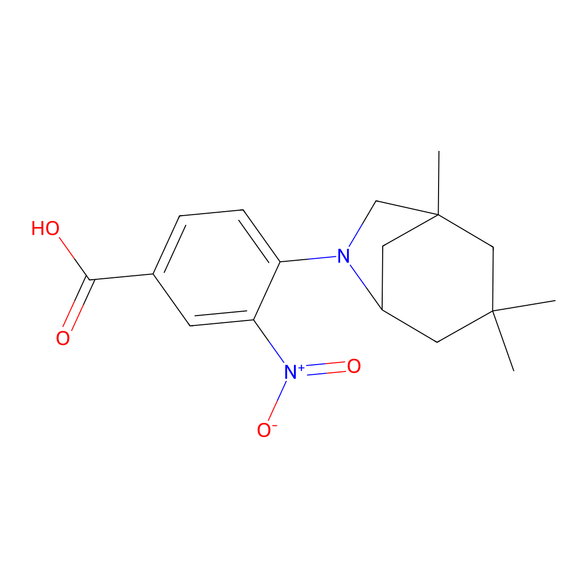 3-Nitro-4-(1,3,3-trimethyl-6-azabicyclo[3.2.1]oct-6-yl)benzoic acid molecular structure, CAS 447413-51-6
