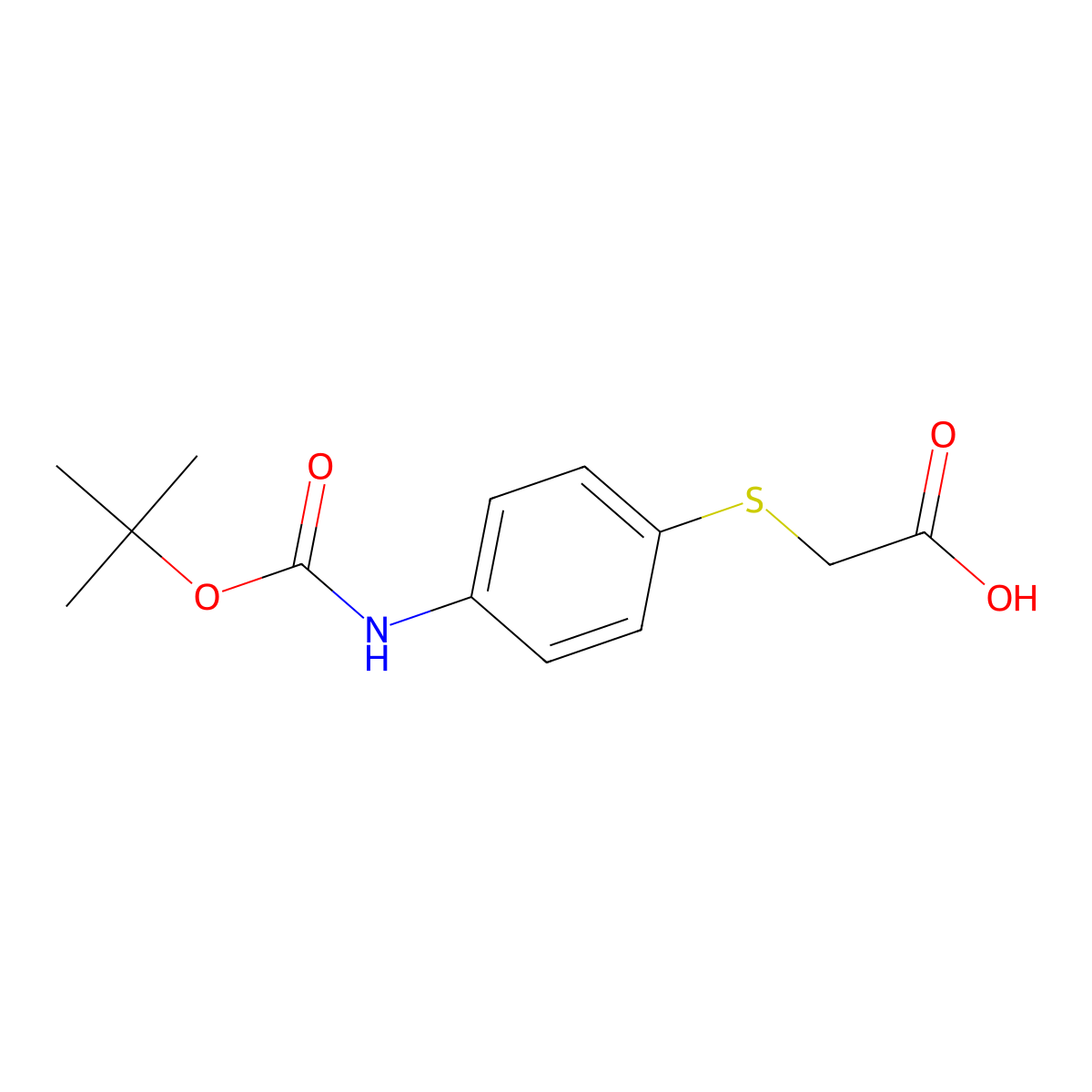 2-((4-((tert-Butoxycarbonyl)amino)phenyl)thio)acetic acid molecular structure, CAS 447414-44-0