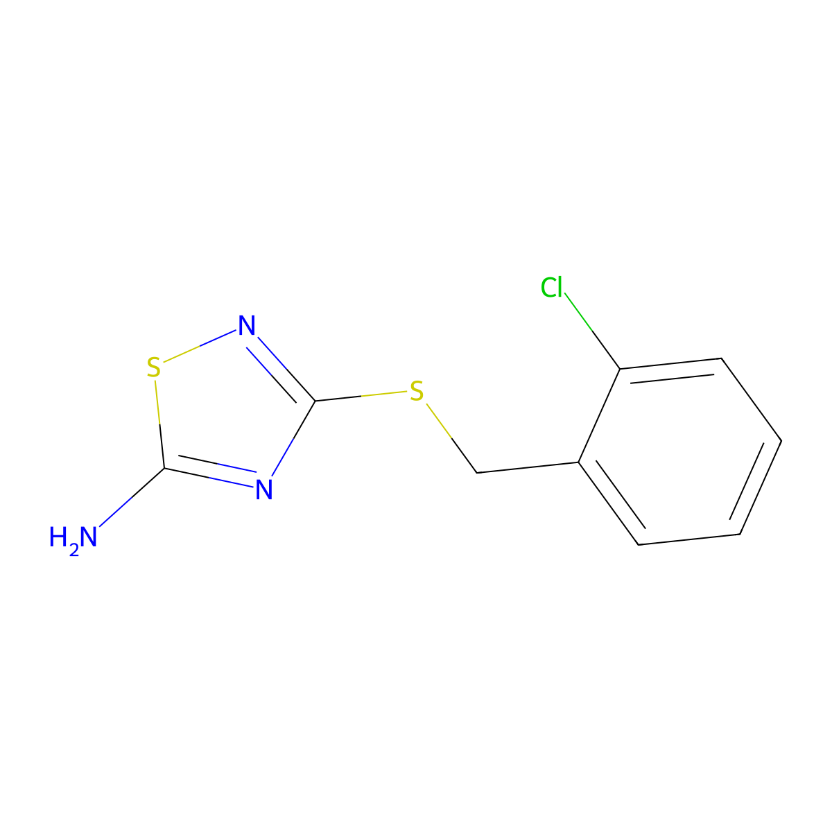 3-[(2-Chlorobenzyl)thio]-1,2,4-thiadiazol-5-amine molecular structure, CAS 447414-55-3
