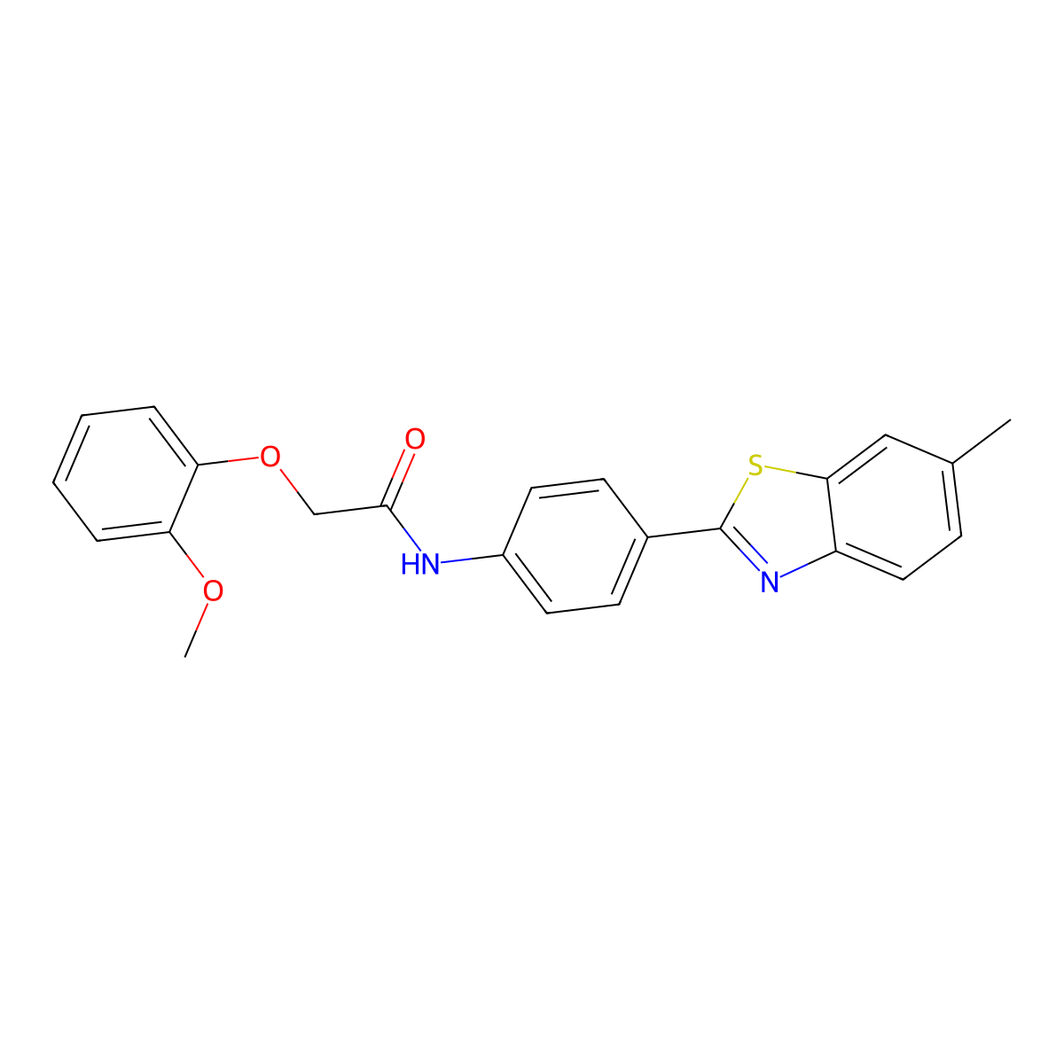 2-(2-methoxyphenoxy)-N-[4-(6-methyl-1,3-benzothiazol-2-yl)phenyl]acetamide molecular structure, CAS 447427-58-9