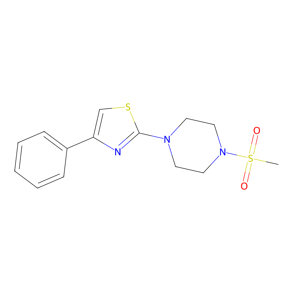 1-(Methylsulfonyl)-4-(4-phenyl-1,3-thiazol-2-yl)piperazine molecular structure, CAS 447428-28-6