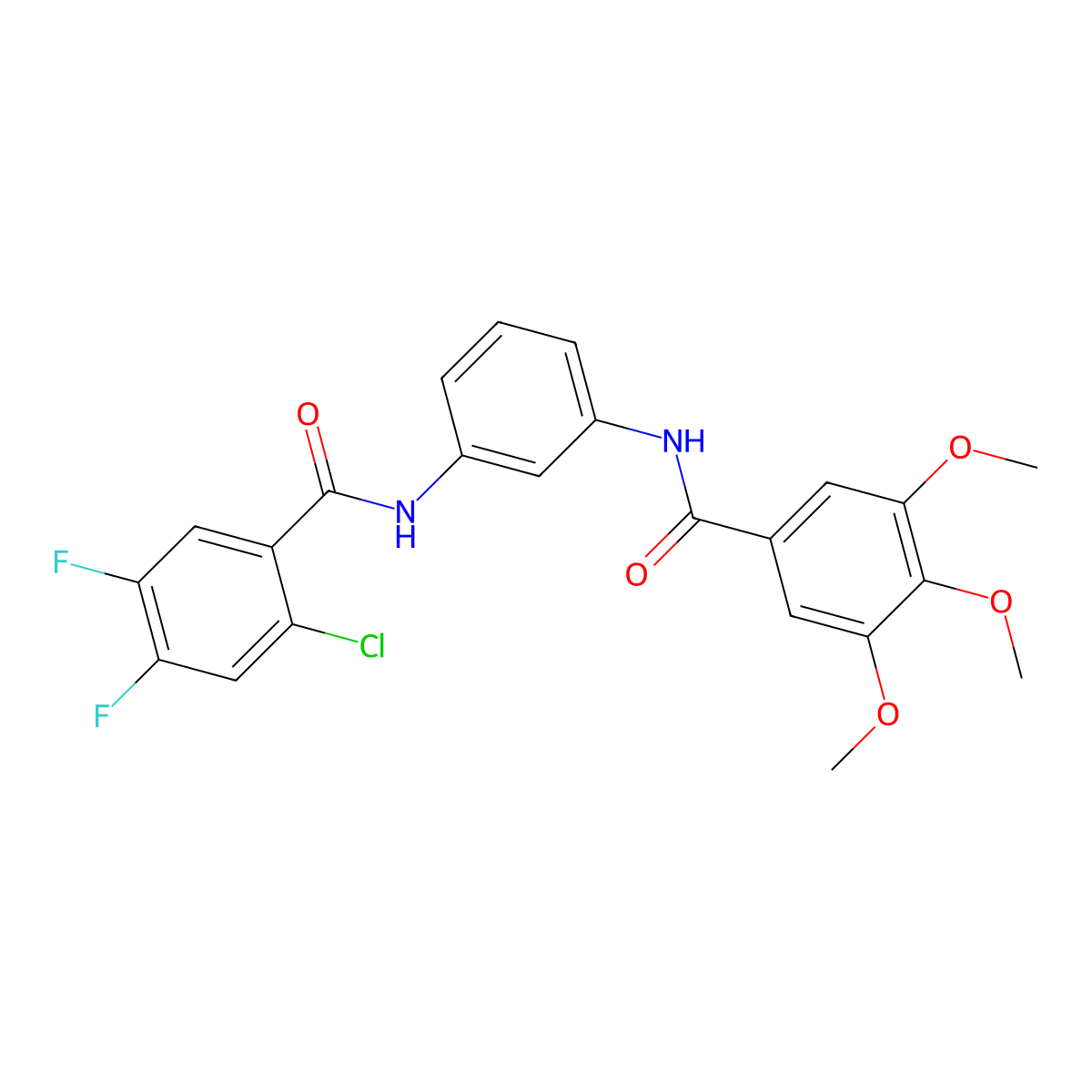N-[3-[(2-chloro-4,5-difluorobenzoyl)amino]phenyl]-3,4,5-trimethoxybenzamide molecular structure, CAS 447428-60-6