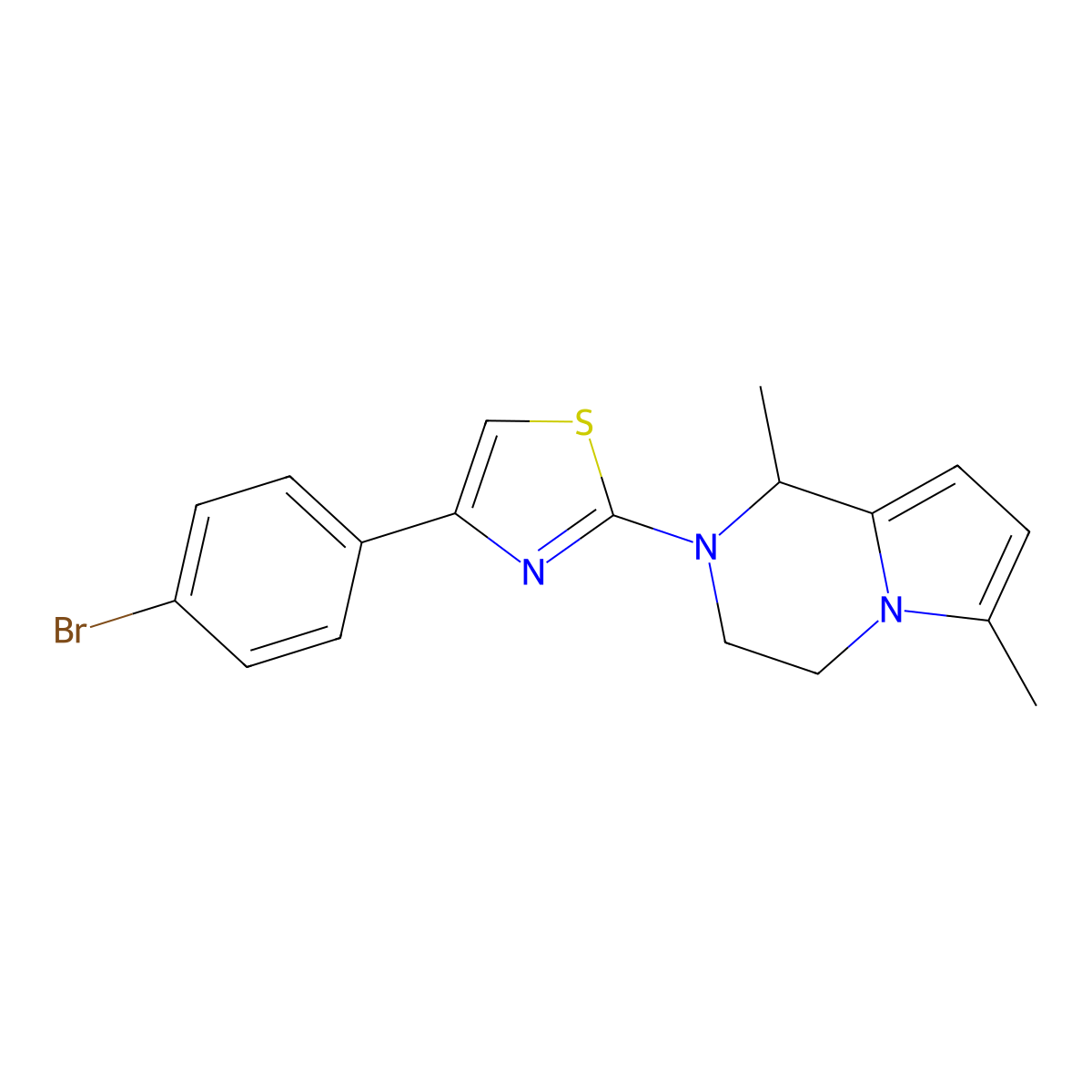 4-(4-bromophenyl)-2-(1,6-dimethyl-3,4-dihydro-1H-pyrrolo[1,2-a]pyrazin-2-yl)-1,3-thiazole molecular structure, CAS 447428-71-9