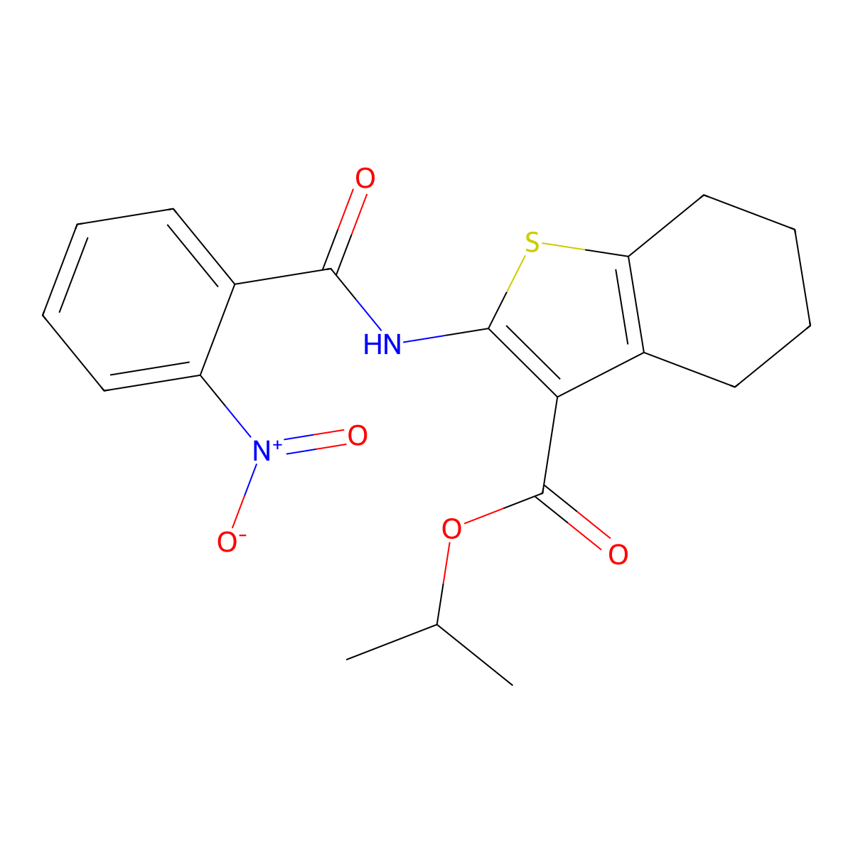 Isopropyl 2-({2-nitrobenzoyl}amino)-4,5,6,7-tetrahydro-1-benzothiophene-3-carboxylate molecular structure, CAS 447430-59-3