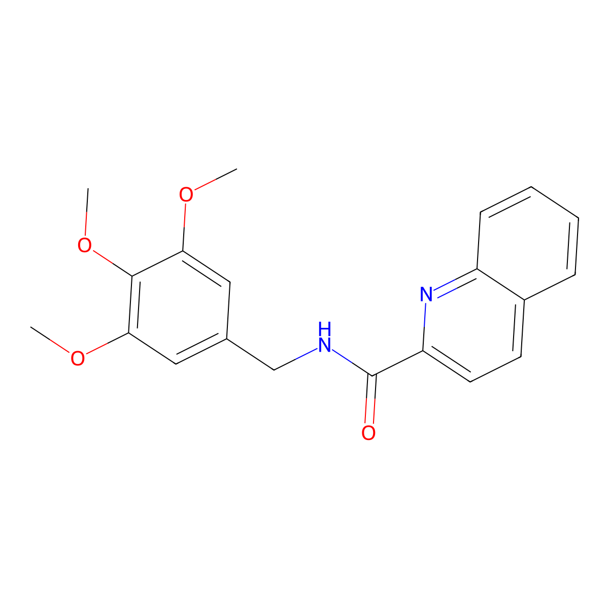 N-(3,4,5-trimethoxybenzyl)quinoline-2-carboxamide molecular structure, CAS 447431-04-1