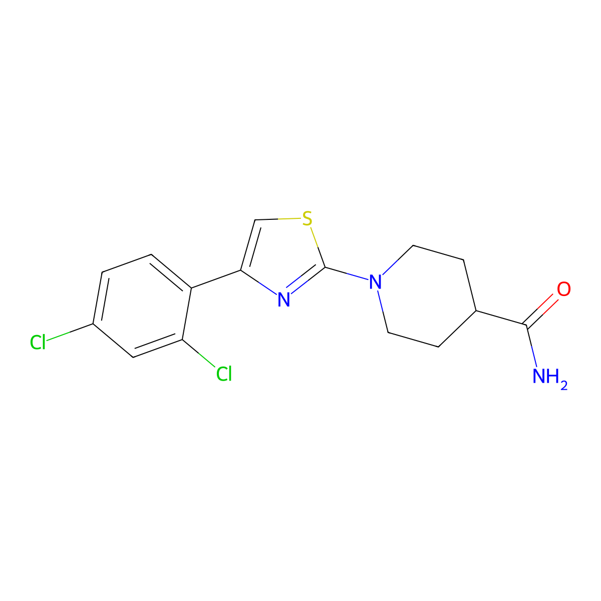1-[4-(2,4-Dichlorophenyl)-1,3-thiazol-2-yl]piperidine-4-carboxamide molecular structure, CAS 447431-12-1