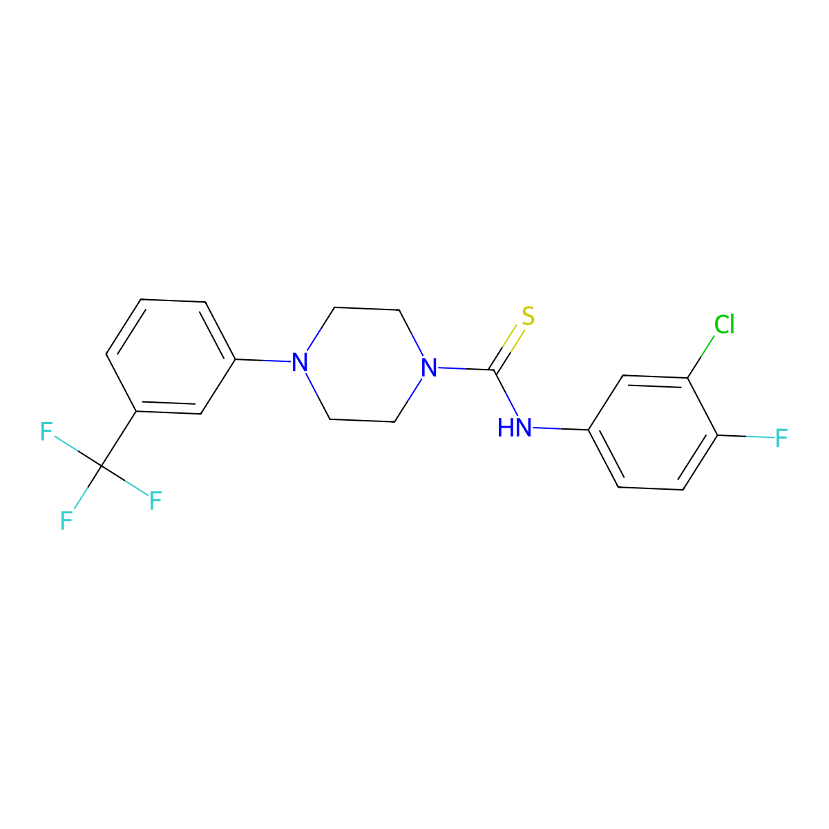 N-(3-chloro-4-fluorophenyl)-4-[3-(trifluoromethyl)phenyl]piperazine-1-carbothioamide molecular structure, CAS 447431-85-8