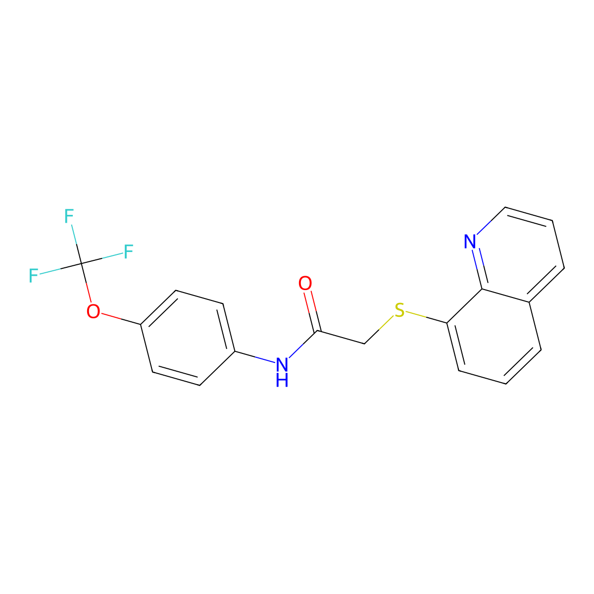 2-quinolin-8-ylsulfanyl-N-[4-(trifluoromethoxy)phenyl]acetamide molecular structure, CAS 447432-95-3
