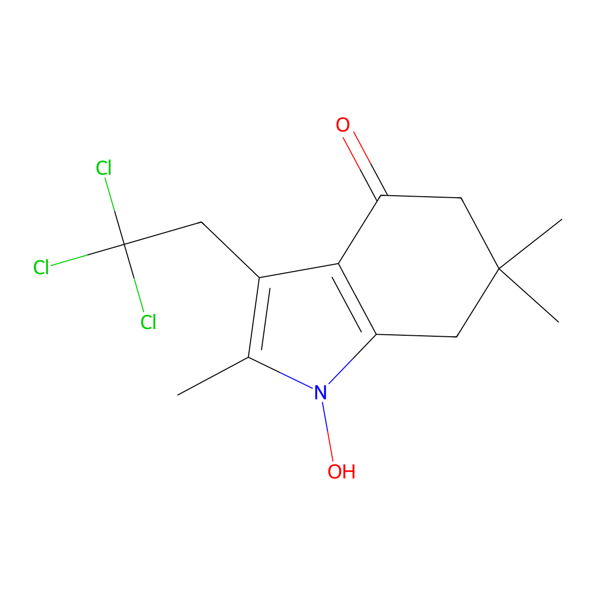 1-hydroxy-2,6,6-trimethyl-3-(2,2,2-trichloroethyl)-1,5,6,7-tetrahydro-4H-indol-4-one molecular structure, CAS 447433-73-0