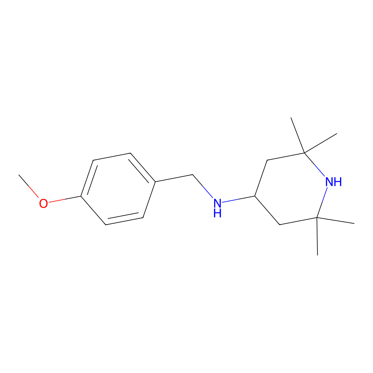 (4-Methoxy-benzyl)-(2,2,6,6-tetramethyl-piperidin-4-yl)-amine molecular structure, CAS 447455-77-8
