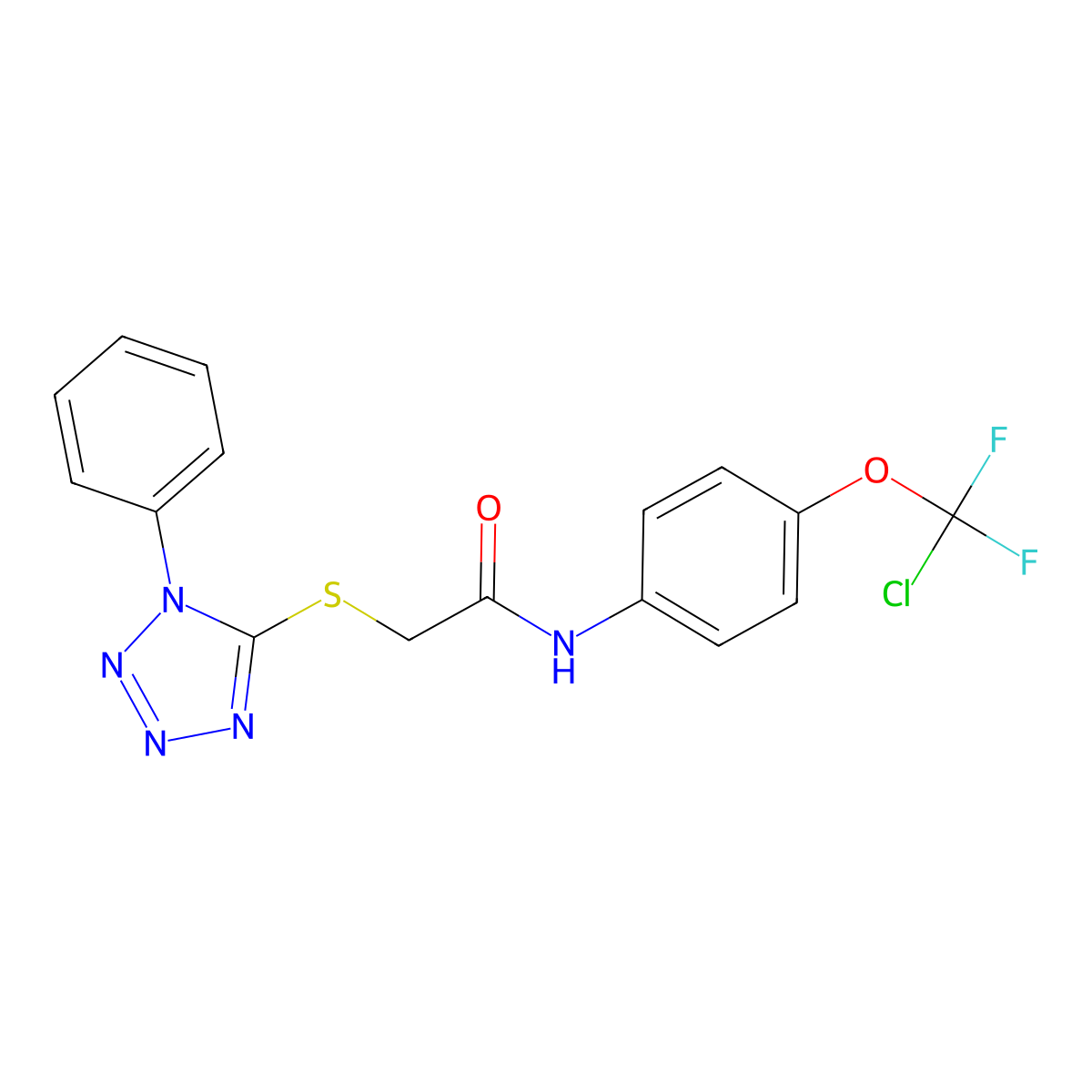 N-[4-[chloro(difluoro)methoxy]phenyl]-2-(1-phenyltetrazol-5-yl)sulfanylacetamide molecular structure, CAS 447456-09-9