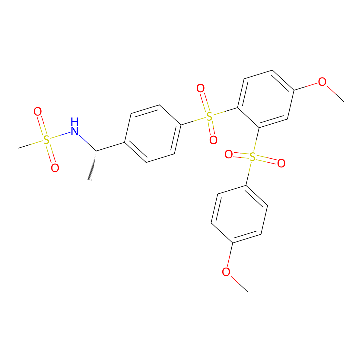 N-[(1S)-1-[4-[[4-Methoxy-2-[(4-methoxyphenyl)sulfonyl]phenyl]sulfonyl]phenyl]ethyl]methanesulfonamide molecular structure, CAS 447459-51-0