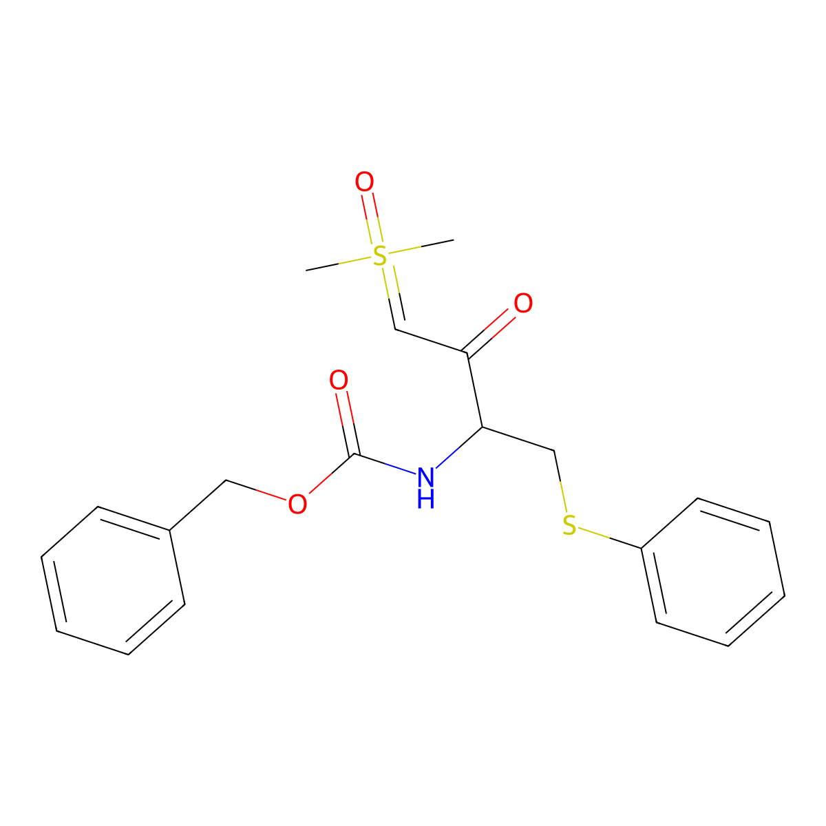 benzyl N-[4-[dimethyl(oxo)-lambda6-sulfanylidene]-3-oxo-1-phenylsulfanylbutan-2-yl]carbamate molecular structure, CAS 447461-54-3