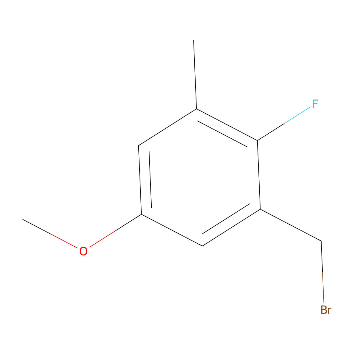 1-(Bromomethyl)-2-fluoro-5-methoxy-3-methylbenzene molecular structure, CAS 447463-62-9