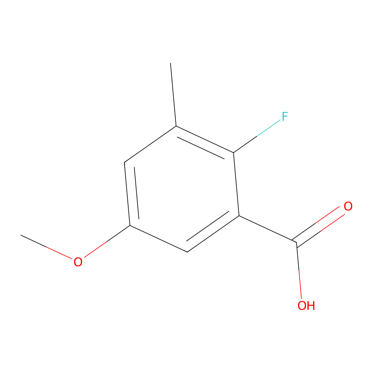 2-Fluoro-5-methoxy-3-methylbenzoic acid molecular structure, CAS 447463-91-4