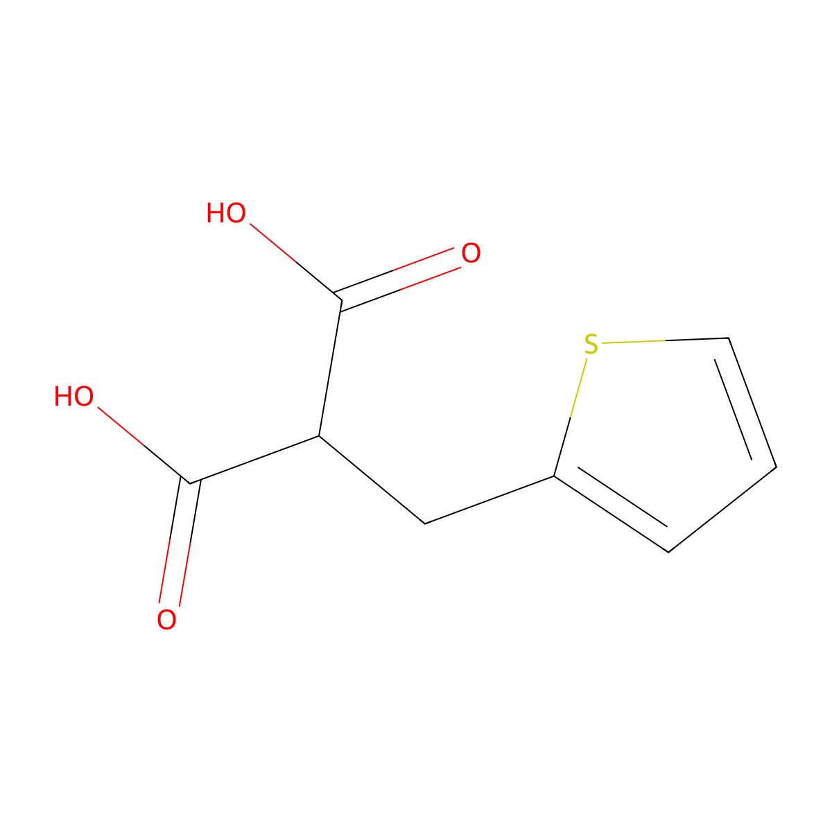 2-(Thiophen-2-ylmethyl)propanedioic acid molecular structure, CAS 4475-24-5