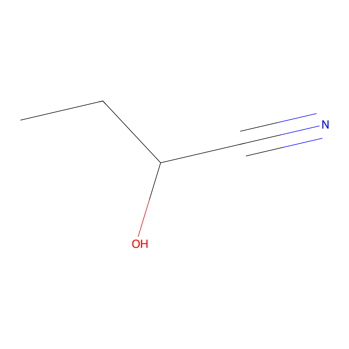 2-Hydroxybutanenitrile molecular structure, CAS 4476-02-2