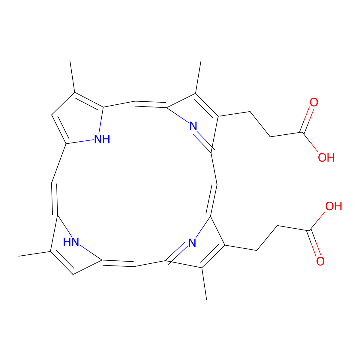 Deuteroporphyrin molecular structure, CAS 448-65-7