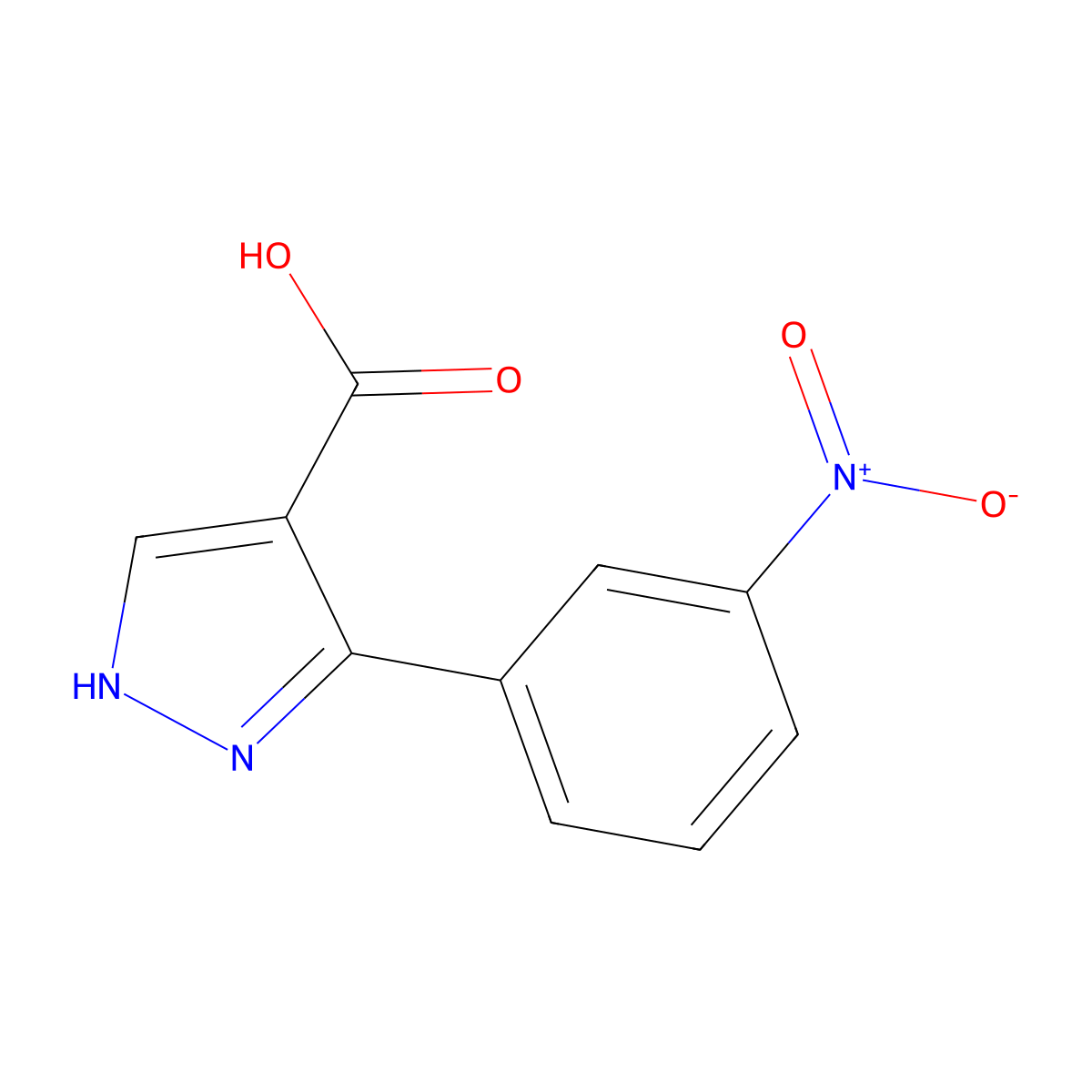 3-(3-nitrophenyl)-1H-pyrazole-4-carboxylic acid molecular structure, CAS 448187-56-2