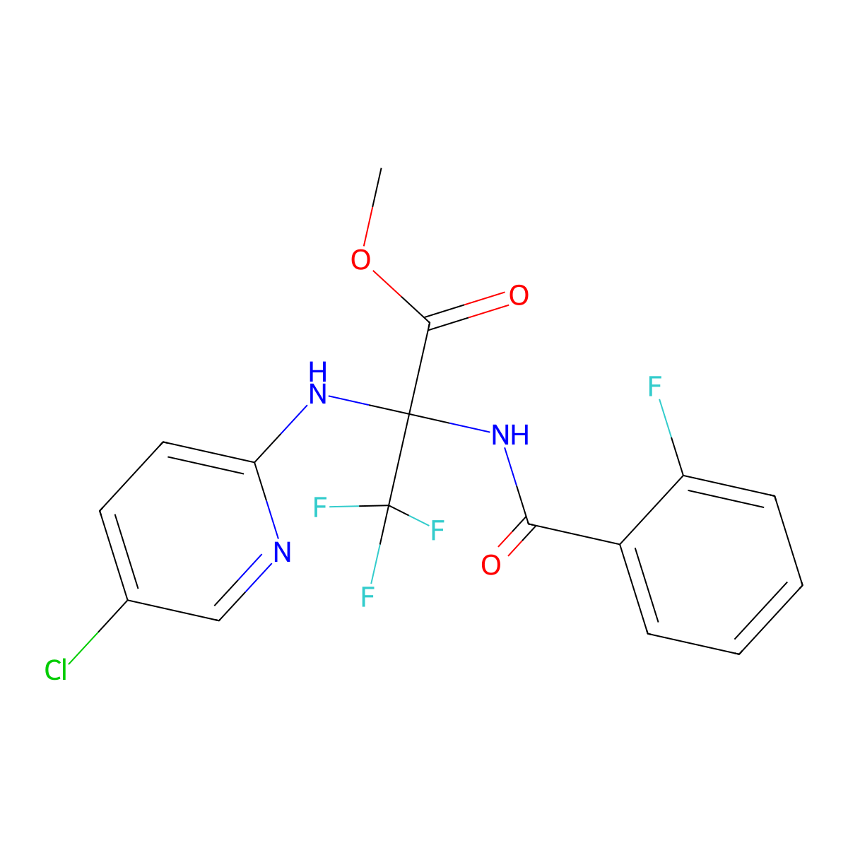 2-(5-Chloro-pyridin-2-ylamino)-3,3,3-trifluoro-2-(2-fluoro-benzoylamino)-propionic acid methyl ester molecular structure, CAS 448188-71-4