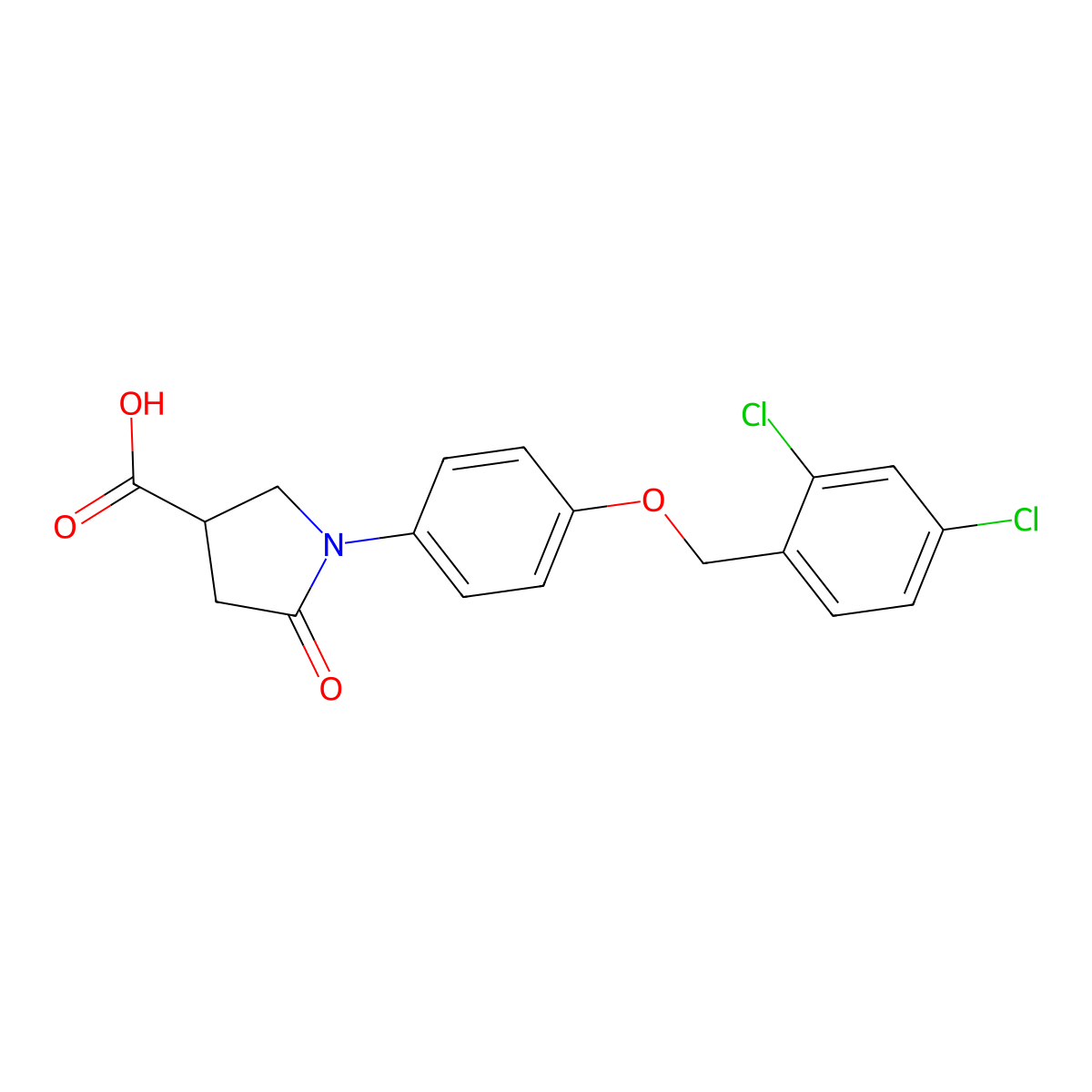 1-{4-[(2,4-Dichlorophenyl)methoxy]phenyl}-5-oxopyrrolidine-3-carboxylic acid molecular structure, CAS 448188-95-2