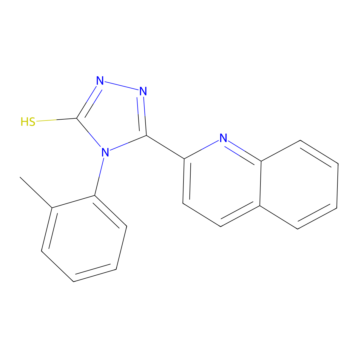 4-(2-methylphenyl)-3-quinolin-2-yl-1H-1,2,4-triazole-5-thione molecular structure, CAS 448189-01-3