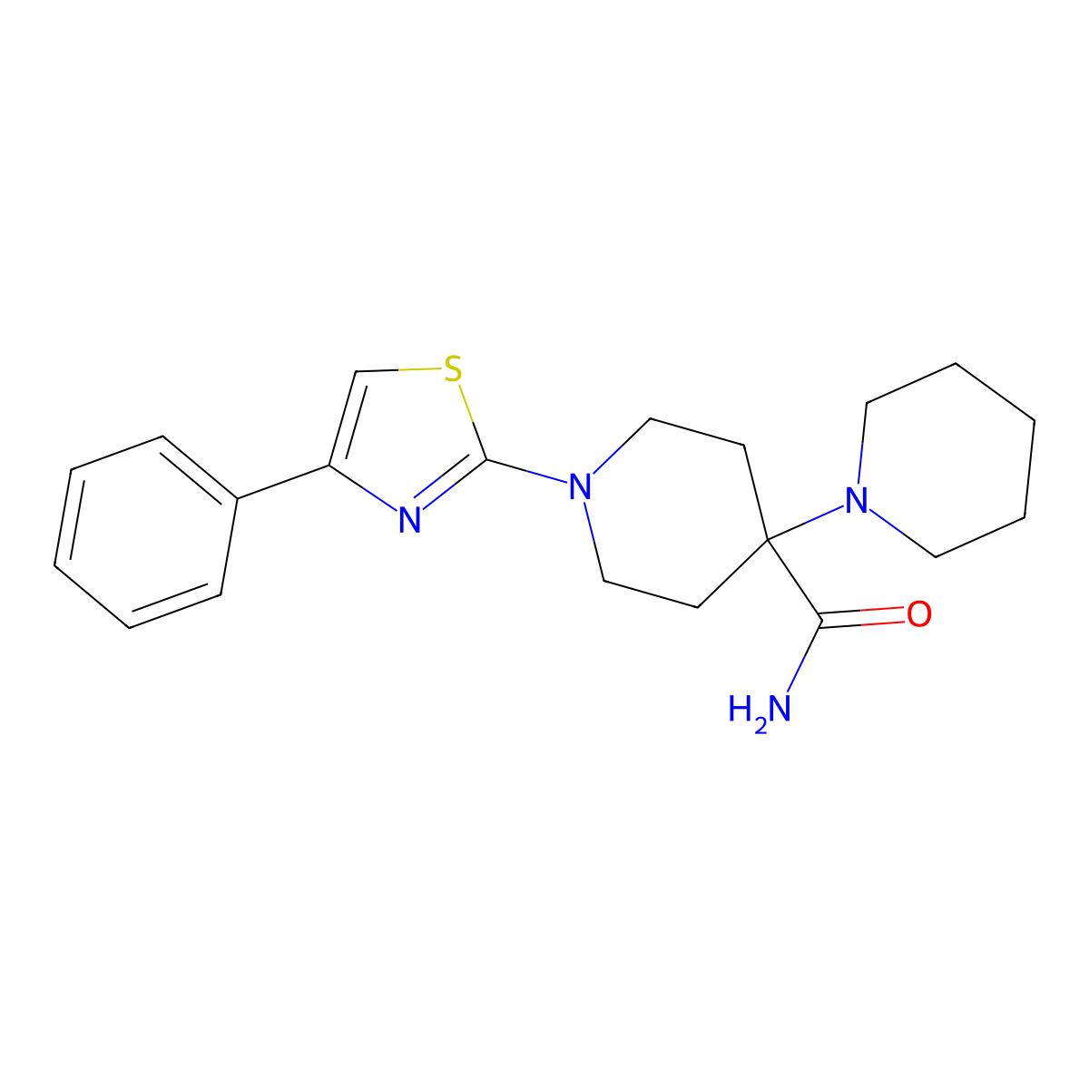 1'-(4-Phenyl-thiazol-2-yl)-[1,4']bipiperidinyl-4'-carboxylic acid amide molecular structure, CAS 448189-02-4