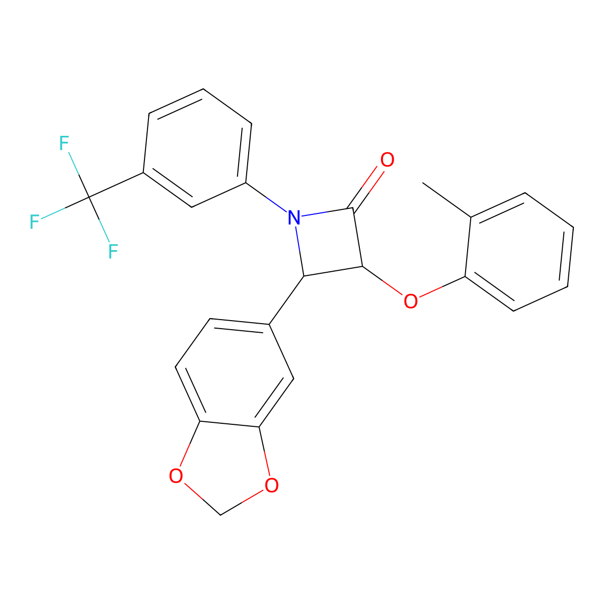 4-(1,3-Benzodioxol-5-yl)-3-(2-methylphenoxy)-1-[3-(trifluoromethyl)phenyl]azetidin-2-one molecular structure, CAS 448189-72-8