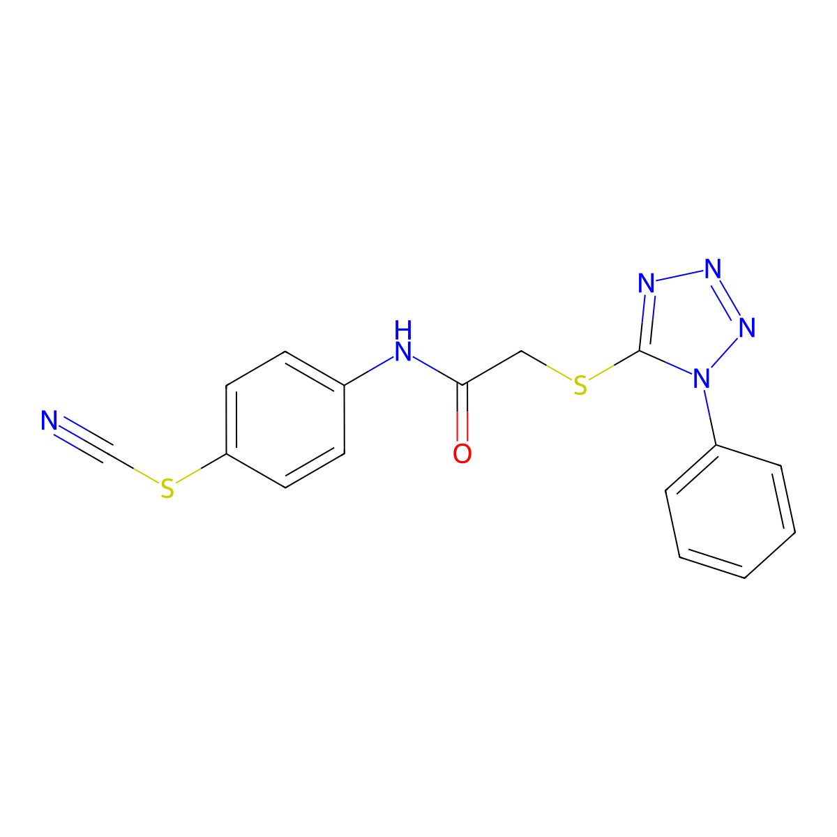[4-[[2-(1-Phenyltetrazol-5-yl)sulfanylacetyl]amino]phenyl] thiocyanate molecular structure, CAS 448190-09-8